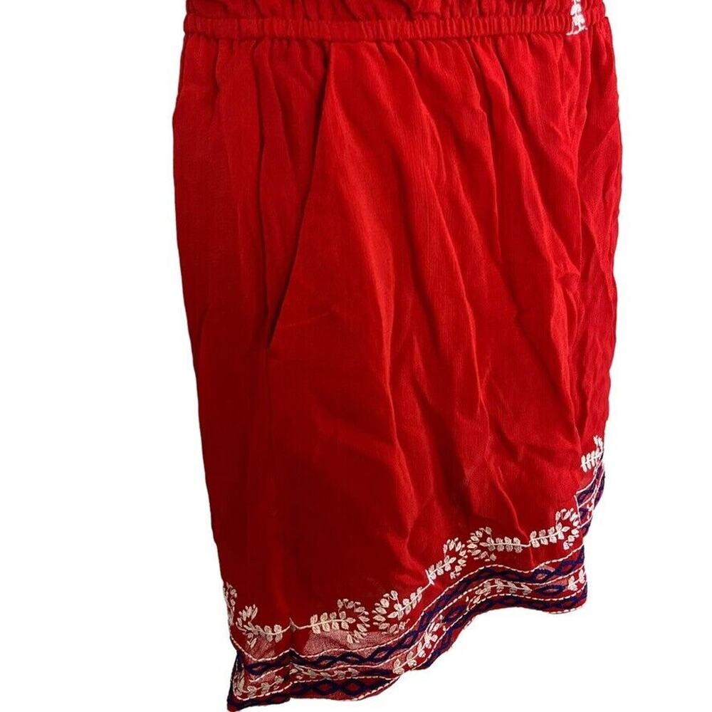 Top Shop Topshop Womens Red White Blue Embroidered Romper Shorts Halter NWT sz 2 - Picture 2 of 15